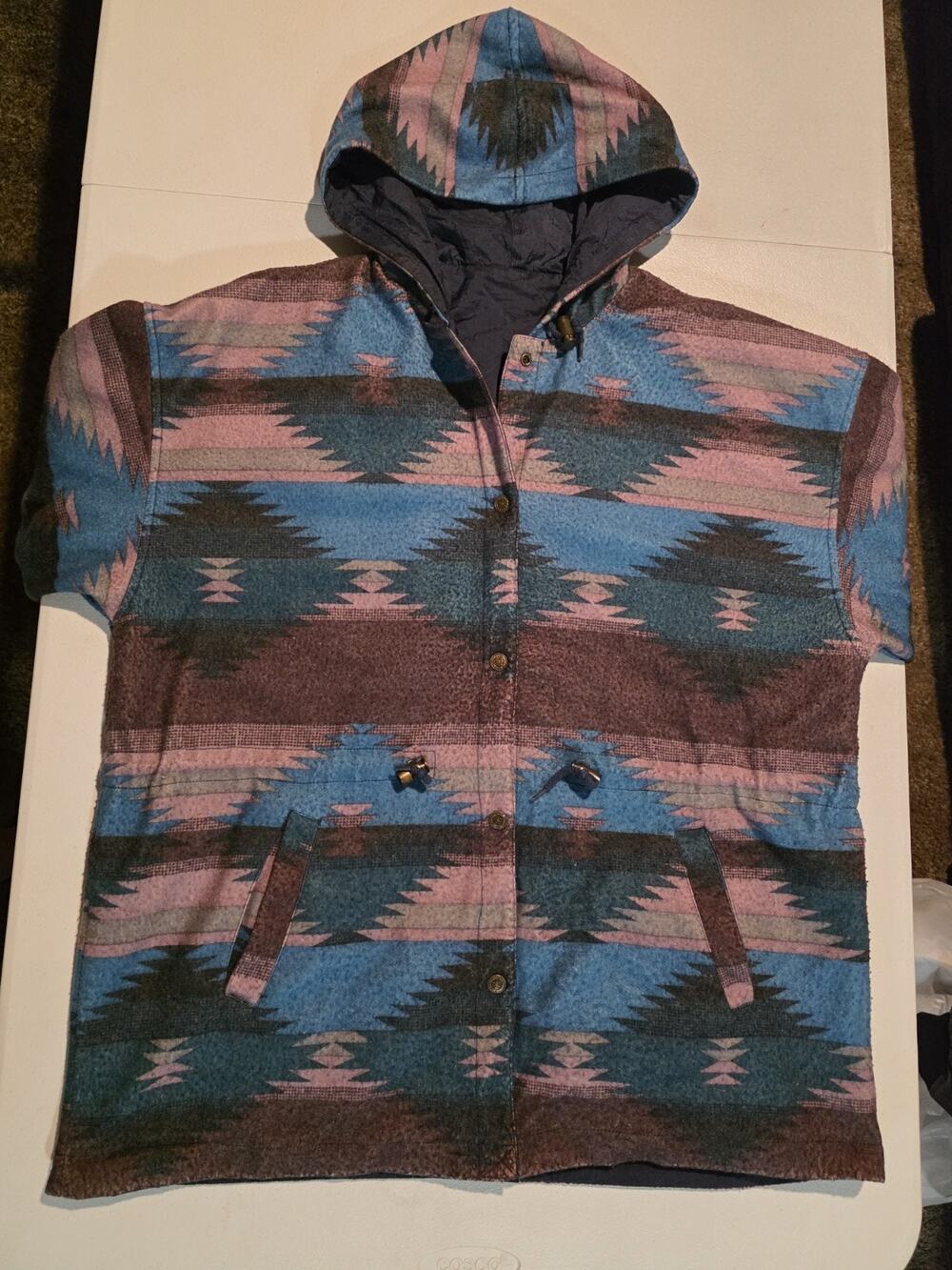 VTG Daniel Womens Reversible Southwestern Aztec Hooded Jacket One Size Hong Kong